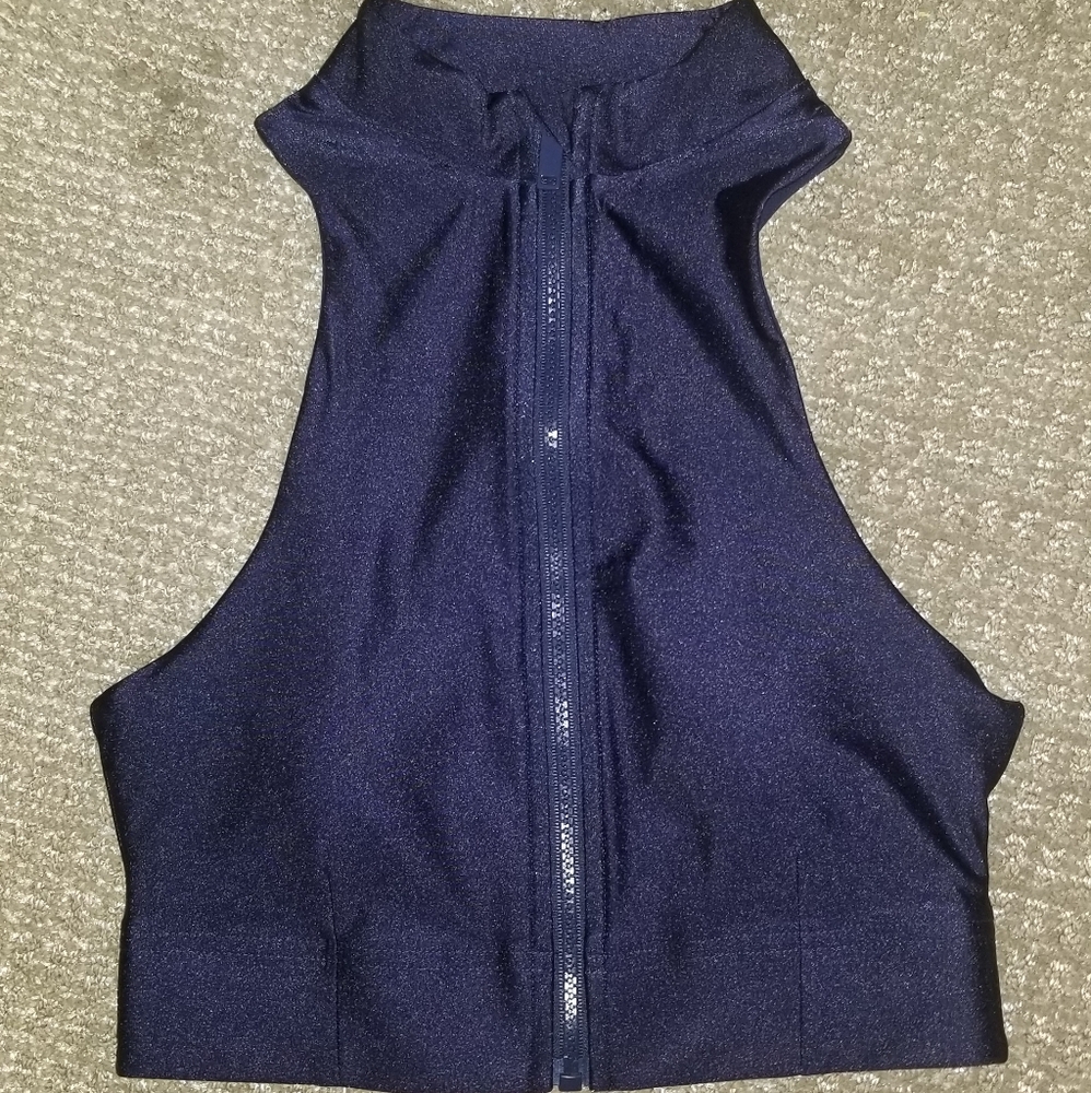 Fabletics Liza Koshy’s Leilani Zip Front Built-In Bra Tank Deep Navy Size XS
